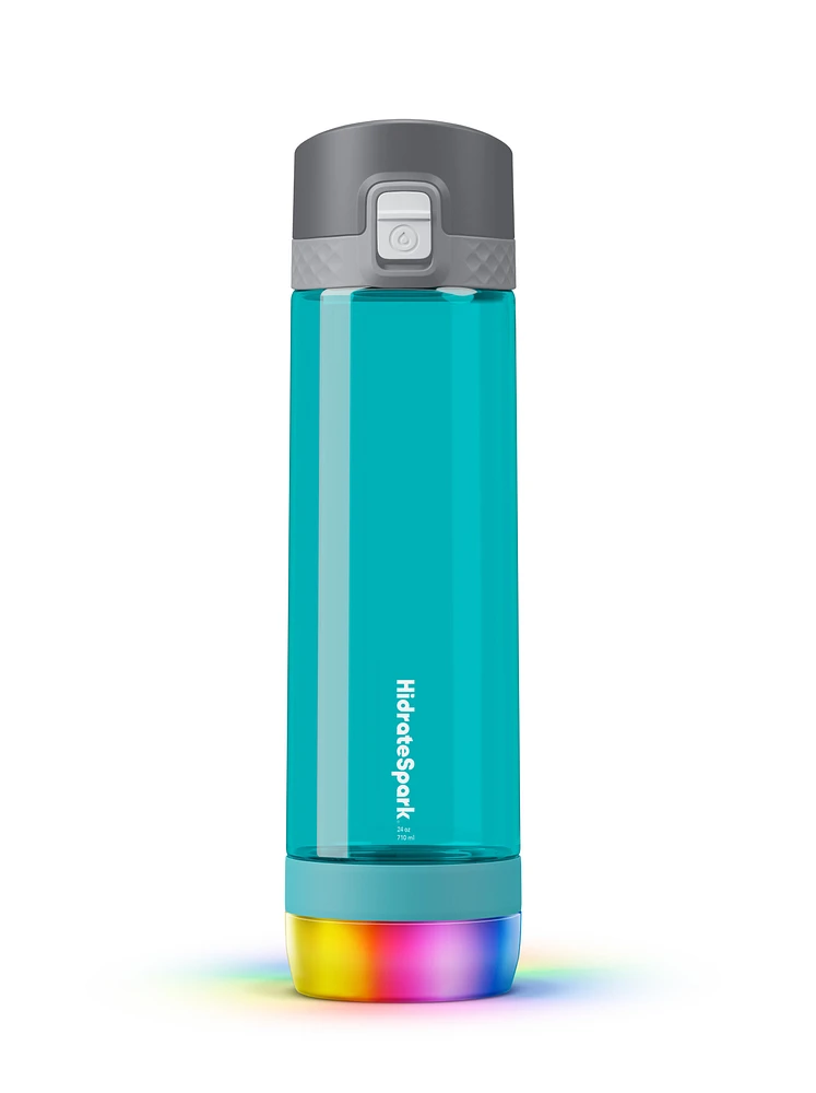 HidrateSpark PRO Tritan Plastic – 24 oz. Smart Water Bottle + Bonus Straw Lid – Green
