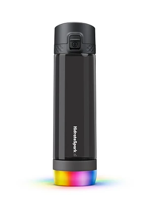 HidrateSpark PRO Tritan Plastic – 24 oz. Smart Water Bottle + Bonus Straw Lid – Black