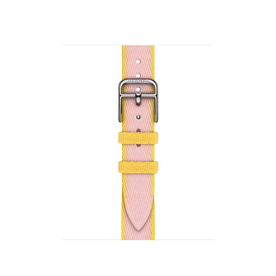 Apple Watch Hermès - 42mm Rose Sakura/Jaune de Naples Twill Jump Attelage Single Tour