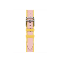 Apple Watch Hermès - 42mm Rose Sakura/Jaune de Naples Twill Jump Attelage Single Tour