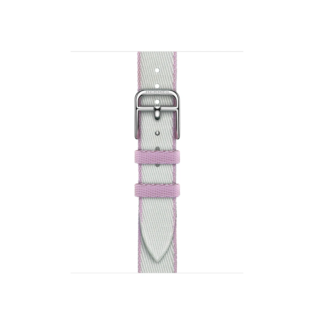 Apple Watch Hermès - 42mm Gris Platine/Mauve Twill Jump Attelage Single Tour