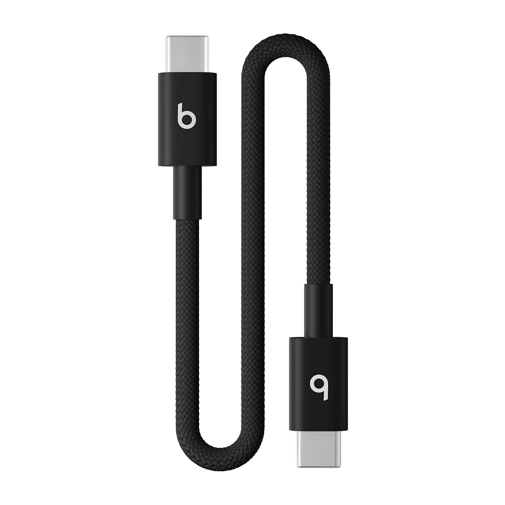 Beats USB‑C to USB‑C Woven Short Cable (20 cm / 8 in.) – Bolt Black