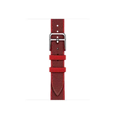 Apple Watch Hermès - 42mm Rouge Grenat/Vermillon Twill Jump Attelage Single Tour