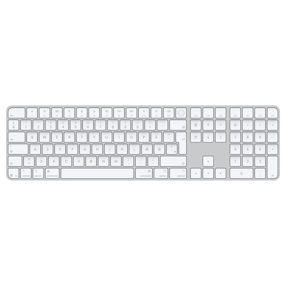 Magic Keyboard with Touch ID and Numeric Keypad for Mac models with Apple silicon (USB–C) - Danish - White Keys