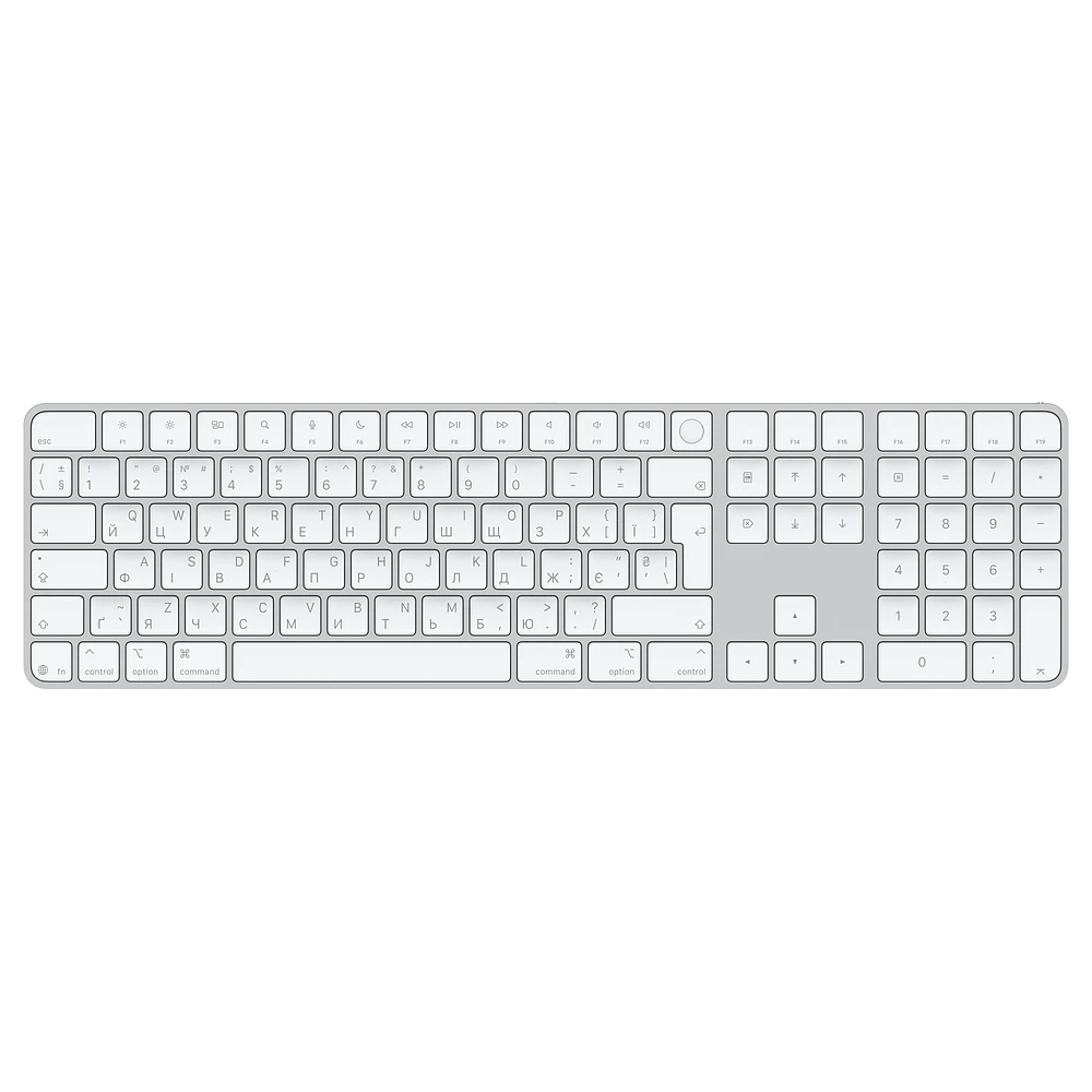 Magic Keyboard with Touch ID and Numeric Keypad for Mac models with Apple silicon (USB–C) - Ukrainian - White Keys