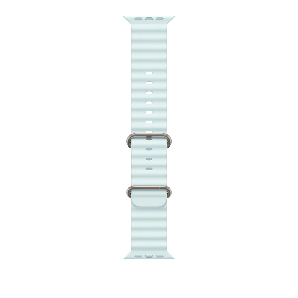 49mm Ice Blue Ocean Band - Natural Titanium Finish