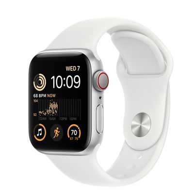 Apple Watch SE GPS + Cellular 40mm Silver Aluminum Case with White Sport Band - S/M