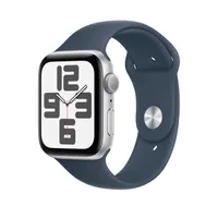 Apple Watch SE GPS, 40mm Silver Aluminum Case with Storm Blue Sport Band - S/M