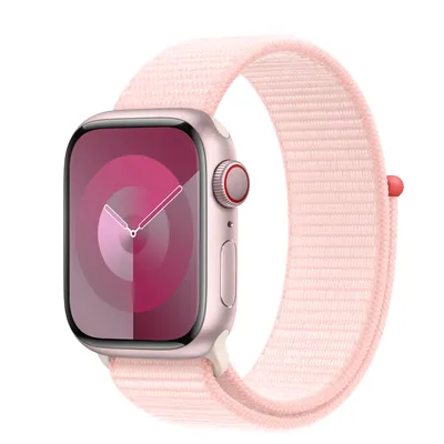Apple Watch Series 9 GPS + Cellular, 41mm Pink Aluminium Case with Light Pink Sport Loop