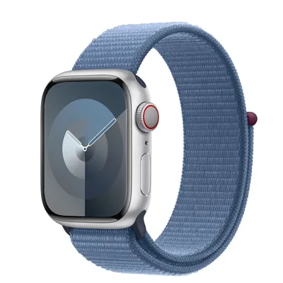 Apple Watch Series 9 GPS + Cellular, 41mm Silver Aluminium Case with Winter Blue Sport Loop