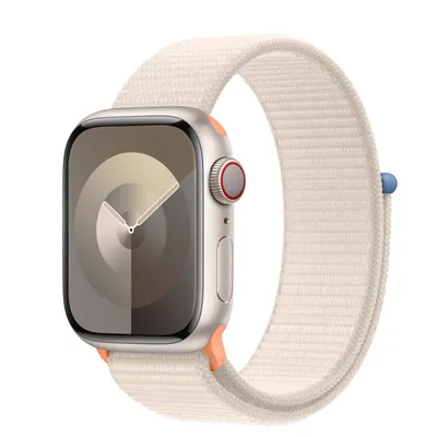 Apple Watch Series 9 GPS + Cellular, 41mm Starlight Aluminium Case with Starlight Sport Loop