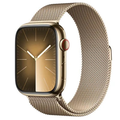 Apple Watch Series 9 GPS + Cellular, 41mm Gold Stainless Steel Case with Gold Milanese Loop