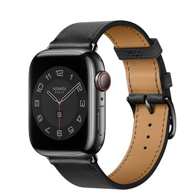 Apple Watch Hermès Series 8 GPS + Cellular 41mm Space Black Stainless Steel Case with Noir Single Tour