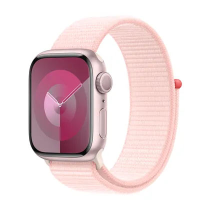Apple Watch Series 9 GPS, 41mm Pink Aluminium Case with Light Pink Sport Loop
