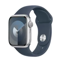Apple Watch Series 9 GPS 41mm Silver Aluminum Case with Storm Blue Sport Band - S/M