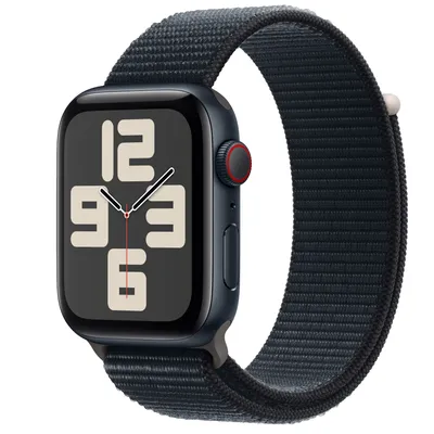 Apple Watch SE GPS + Cellular, 44mm Midnight Aluminium Case with Midnight Sport Loop