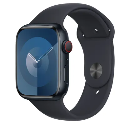 Apple Watch Series 9 GPS + Cellular, 45mm Midnight Aluminum Case with Midnight Sport Band - S/M