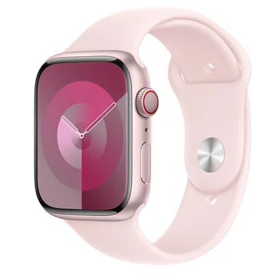 Apple Watch Series 9 GPS + Cellular, 45mm Pink Aluminium Case with Light Pink Sport Band - S/M