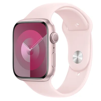 Apple Watch Series 9 GPS, 45mm Pink Aluminium Case with Light Pink Sport Band - S/M