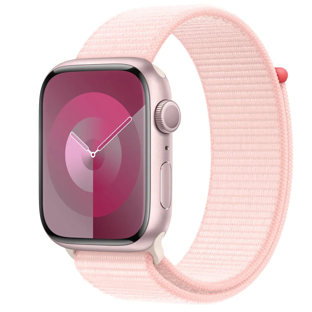 Apple Watch Series 9 GPS, 45mm Pink Aluminum Case with Light Pink Sport Loop