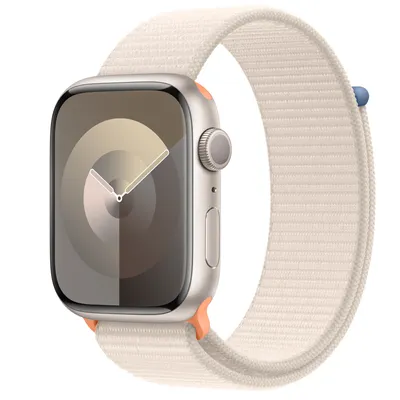 Apple Watch Series 9 GPS, 45mm Starlight Aluminum Case with Starlight Sport Loop