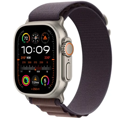 Apple Watch Ultra 2 GPS + Cellular, 49mm Titanium Case with Indigo Alpine Loop - Small