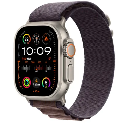 Apple Watch Ultra 2 GPS + Cellular, 49mm Titanium Case with Indigo Alpine Loop - Small