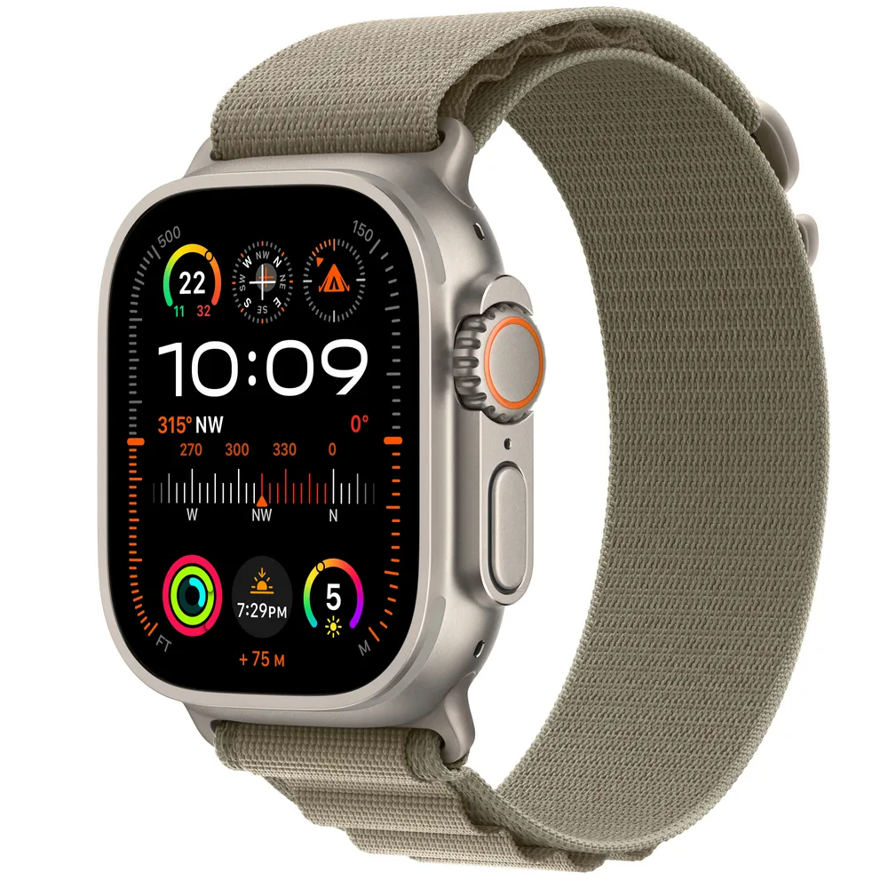 Apple Watch Ultra 2 GPS + Cellular, 49mm Titanium Case with Olive Alpine  Loop - Small