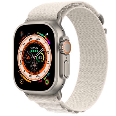Apple Watch Ultra GPS + Cellular, 49mm Titanium Case with Starlight Alpine Loop - Small