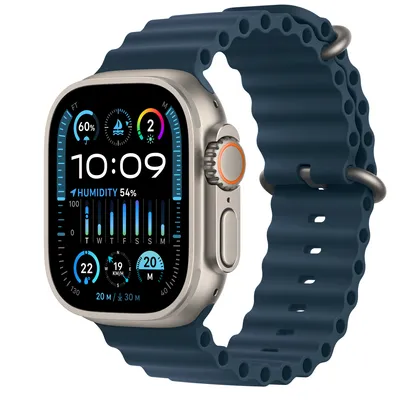 Apple Watch Ultra 2 GPS + Cellular, 49mm Titanium Case with Blue Ocean Band