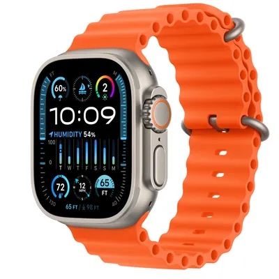 Apple Watch Ultra 2 GPS + Cellular, 49mm Titanium Case with Orange Ocean Band
