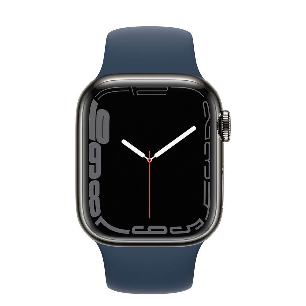 Refurbished Apple Watch Series 7 GPS + Cellular, 41mm Graphite Stainless Steel Case with Abyss Blue Sport Band