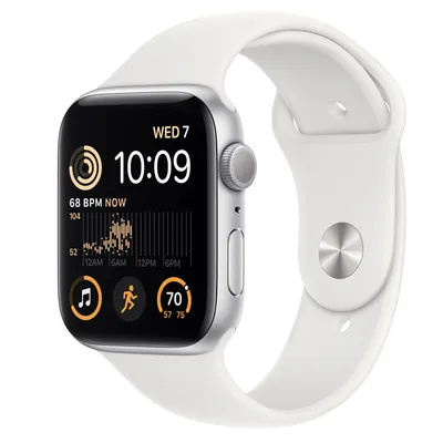 Buy Refurbished Apple Watch SE (2nd Generation) GPS, 44mm Silver Aluminum Case with S/M White Sport Band