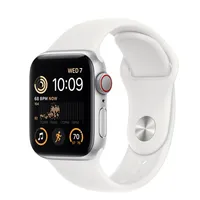 Buy Refurbished Apple Watch SE (2nd Generation) GPS + Cellular, 40mm Silver Aluminum Case with M/L White Sport Band