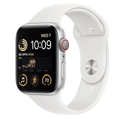 Buy Refurbished Apple Watch SE (2nd Generation) GPS + Cellular, 44mm Silver Aluminum Case with S/M White Sport Band