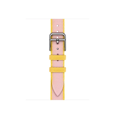 Apple Watch Hermès - 42mm Rose Sakura/Jaune de Naples Twill Jump Attelage Single Tour