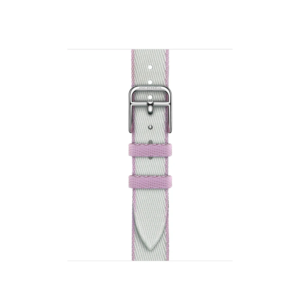 Apple Watch Hermès - 42mm Gris Platine/Mauve Twill Jump Attelage Single Tour