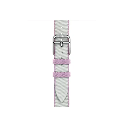 Apple Watch Hermès - 42mm Gris Platine/Mauve Twill Jump Attelage Single Tour