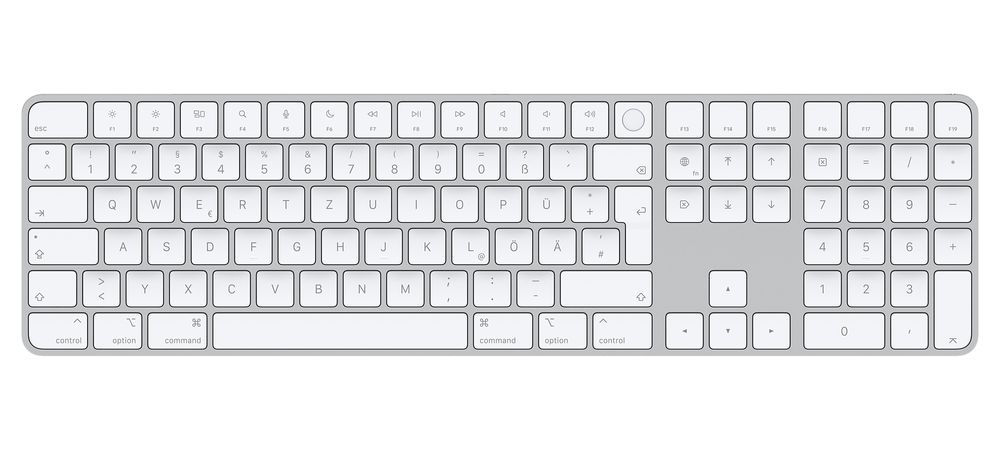 Magic Keyboard with Touch ID and Numeric Keypad for Mac models with Apple silicon - German - White Keys