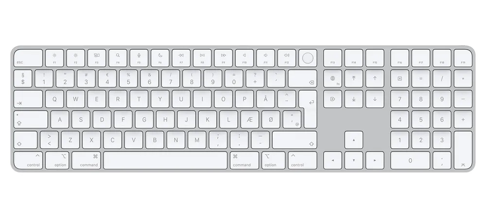 Magic Keyboard with Touch ID and Numeric Keypad for Mac models with Apple silicon - Danish - White Keys