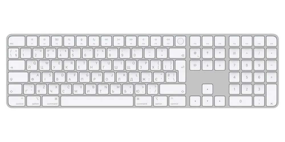Magic Keyboard with Touch ID and Numeric Keypad for Mac models with Apple silicon - Ukrainian - White Keys