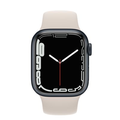 Apple Watch Series 7 GPS + Cellular, 41mm Midnight Aluminium Case with Starlight Sport Band - Regular