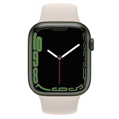 Apple Watch Series 7 GPS + Cellular, 45mm Green Aluminium Case with Starlight Sport Band - Regular