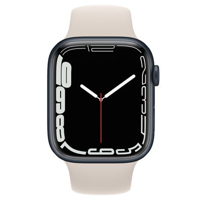 Apple Watch Series 7 GPS + Cellular, 45mm Midnight Aluminium Case with Starlight Sport Band - Regular