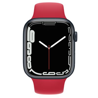 Apple Watch Series 7 GPS, 45mm Midnight Aluminum Case with (PRODUCT)RED Sport Band - Regular