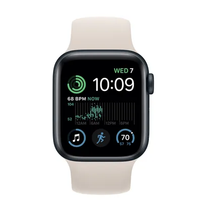 Apple Watch SE GPS, 40mm Midnight Aluminum Case with Starlight Solo Loop - Size 1