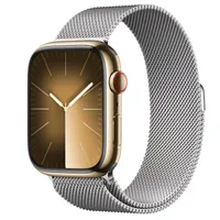 Apple Watch Series 9 GPS + Cellular, 45mm Gold Stainless Steel Case with Silver Milanese Loop
