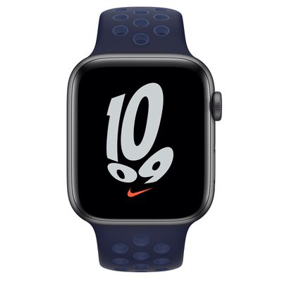 Apple Watch Nike SE GPS, 44mm Space Gray Aluminum Case with Midnight Navy/Mystic Navy Nike Sport Band
