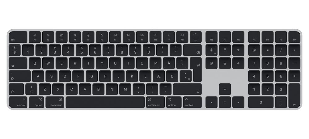 Magic Keyboard with Touch ID and Numeric Keypad for Mac models with Apple silicon - Danish - Black Keys