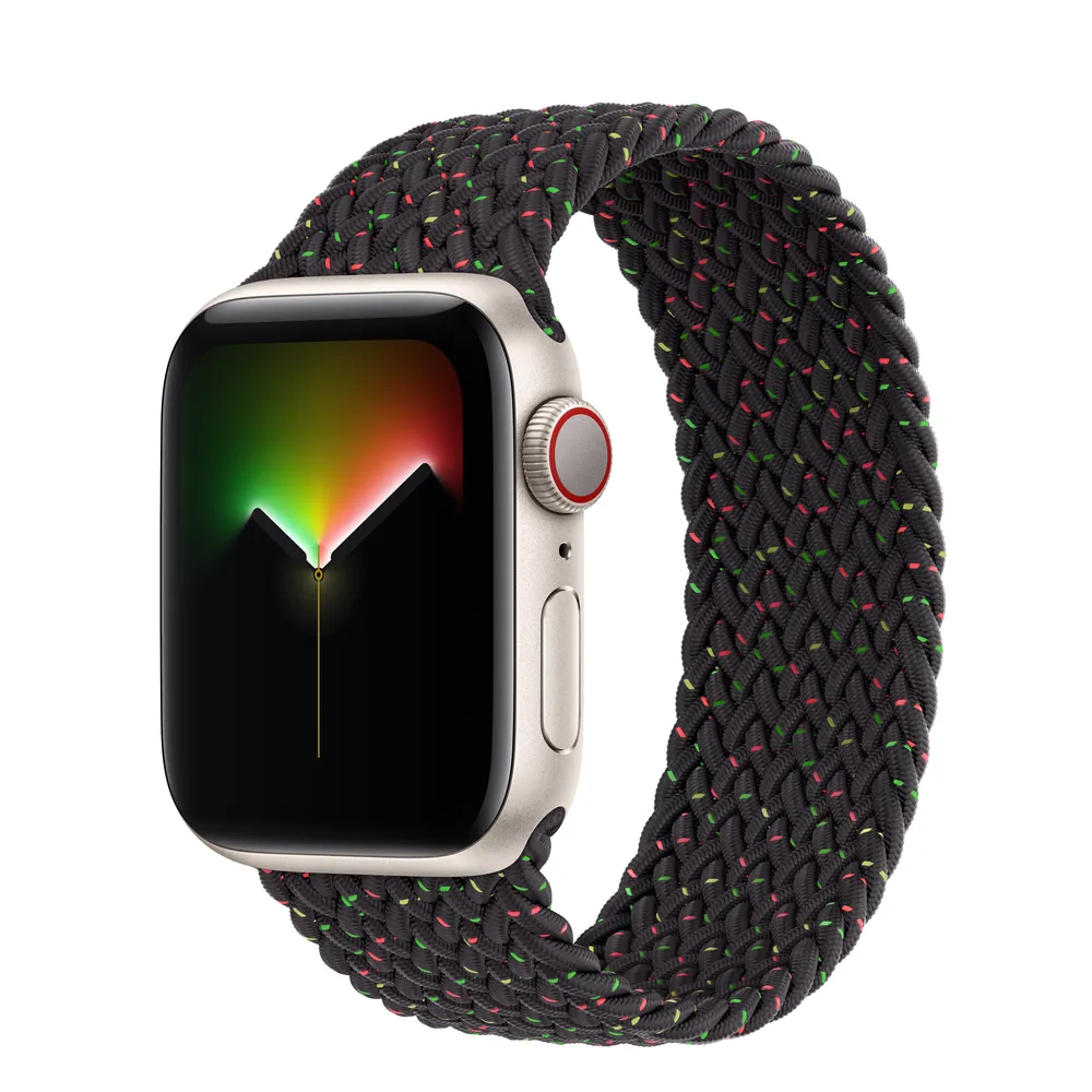 Apple Watch SE GPS + Cellular, 40mm Starlight Aluminum Case with Black Unity Braided Solo Loop